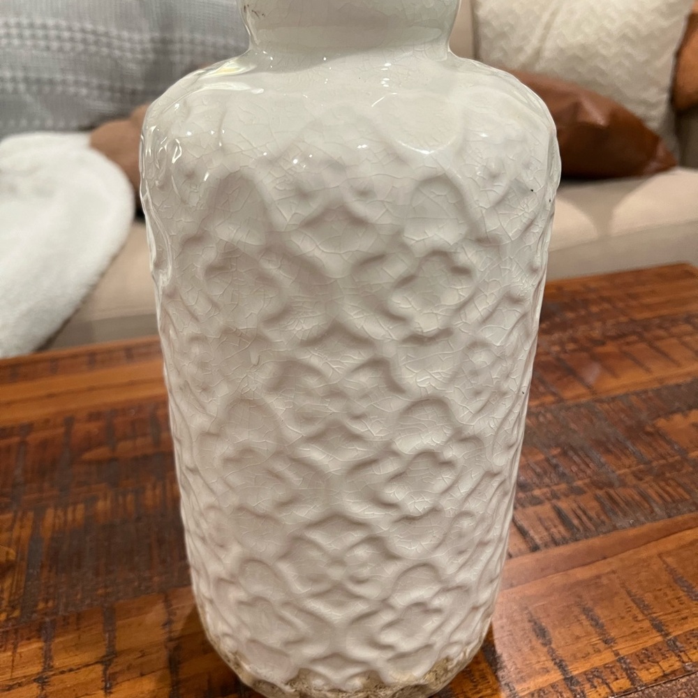 Chic White Embossed Vase